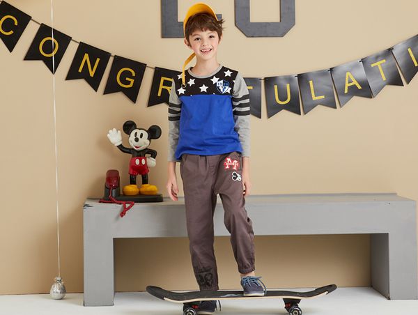 麗嬰房 Disney - 米奇系列星星拚接上-牛仔藍