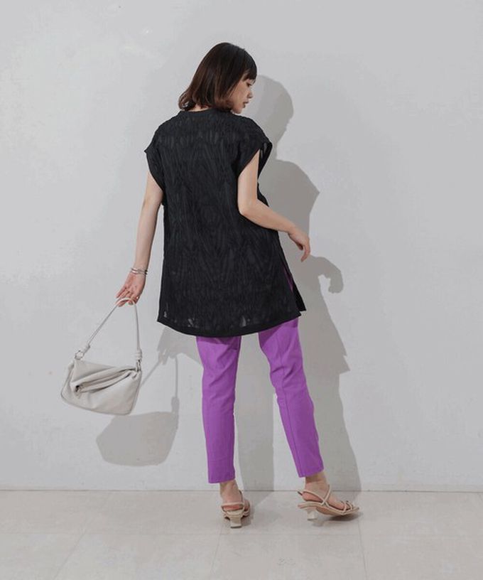 日本 Bab - 接觸冷感 UVcut定番美腳九分褲-葡萄紫