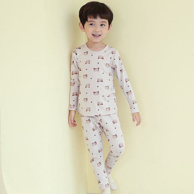 正韓 Cogibu - 極舒適無螢光劑幼兒/兒童 AERO WARM 有機發熱衣睡衣/家居服套裝組-熊寶貝
