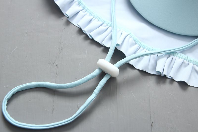 女寶長袖泳裝套裝(附帽子)-英文字母-淺藍色