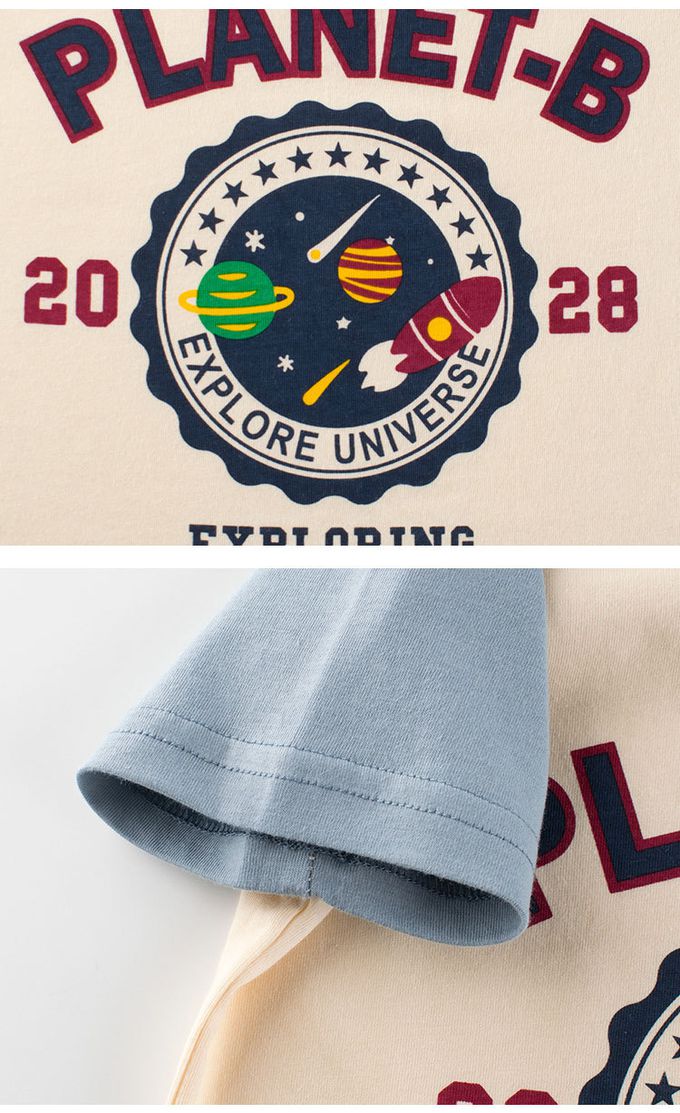 短袖棉T-太空計畫-杏+藍+粉