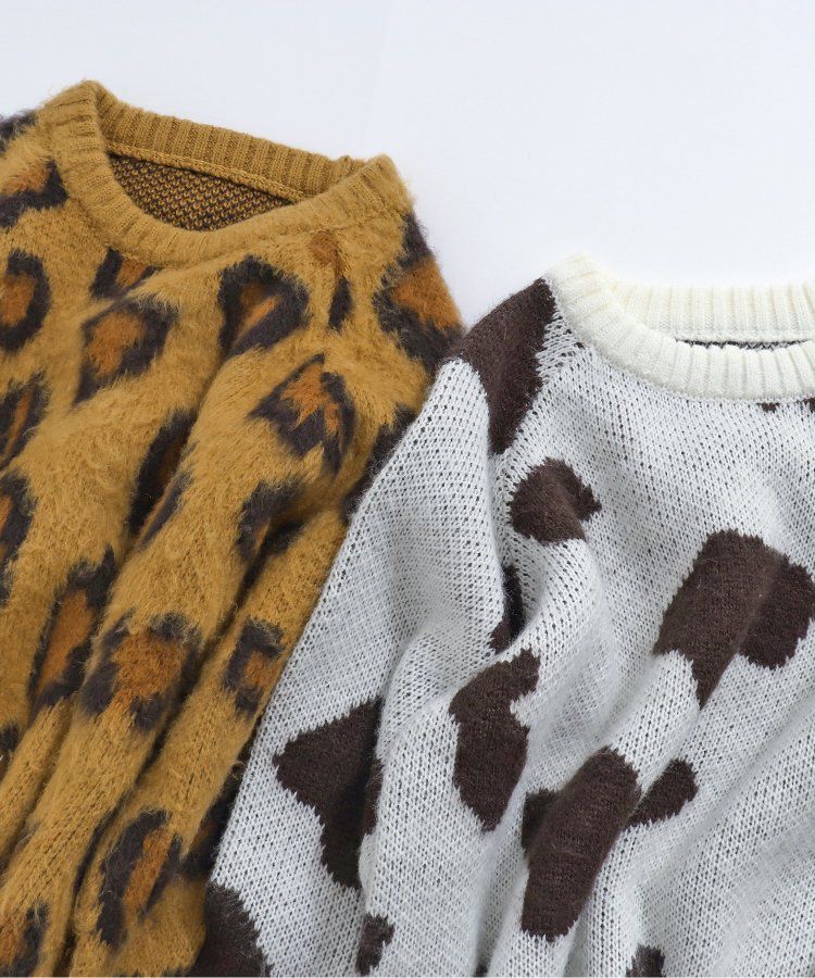 日本 BREEZE - 動物印花柔軟針織毛衣-白色乳牛