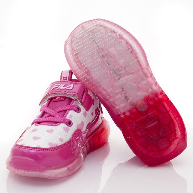 FILA - 賽車造型電燈運動鞋-7-J452X-515粉(中大童段)-運動鞋-粉