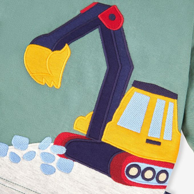 英國 JoJo Maman BeBe - 幼/兒童超優質100%純棉長袖上衣-挖土機