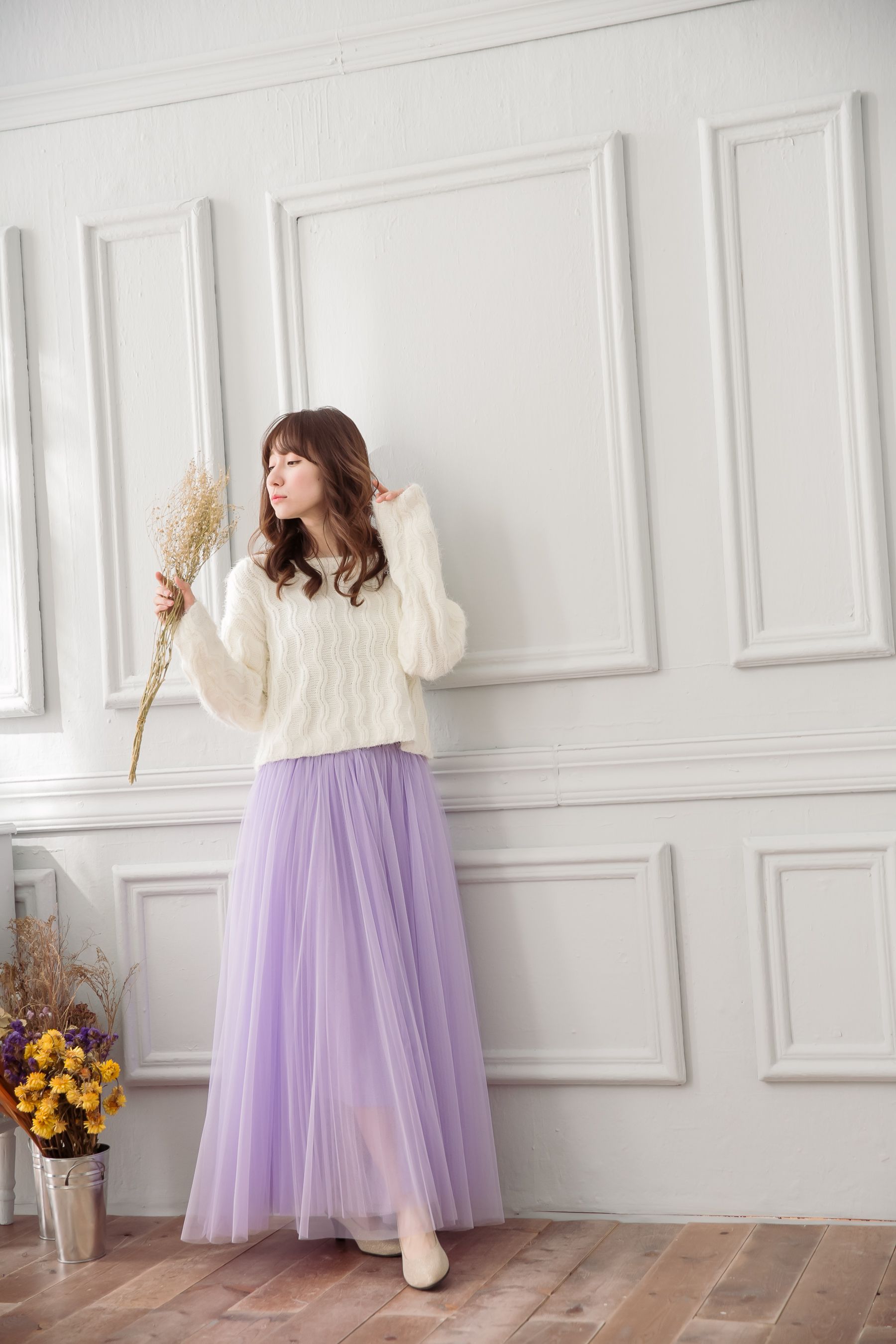 Peachy - 獨家訂製綿柔法式浪漫三層蓬紗裙-三層蓬版-薰衣草紫 (F)