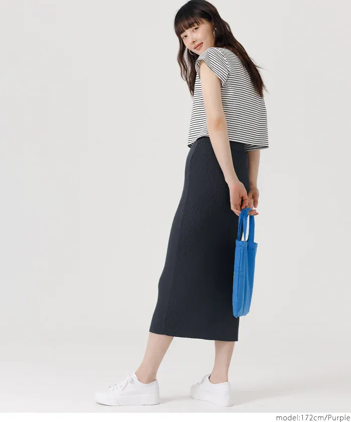 日本 COCA - 四季百搭彈性修身長裙-煙燻粉