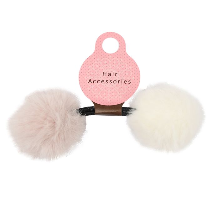 akachan honpo - 毛球髮圈-淺卡其色