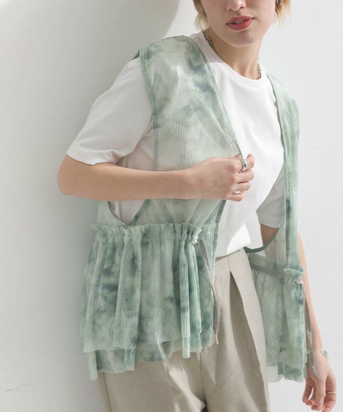 日本 le colis - 仙氣薄紗層次穿搭背心(腰抽繩)-暈染紫