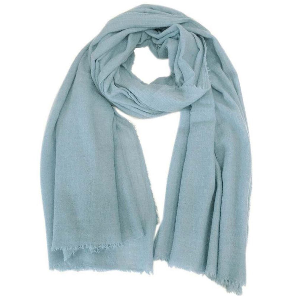 日本 jou jou lier - 30%羊毛不修邊保暖素面圍巾-寬版-80 藍 (90x180cm)