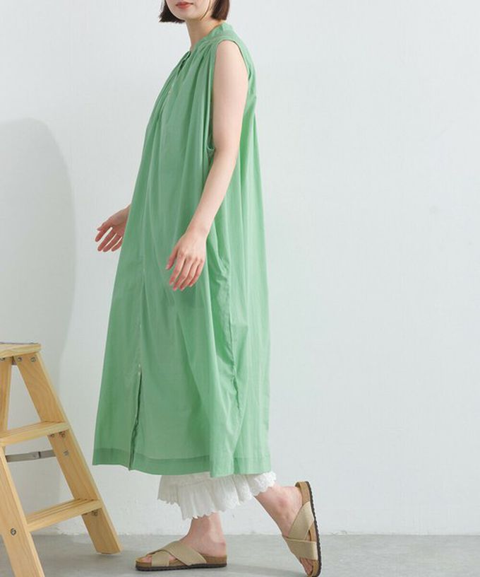 日本 Lupilien - 100%印度棉 清爽素色無袖洋裝-白