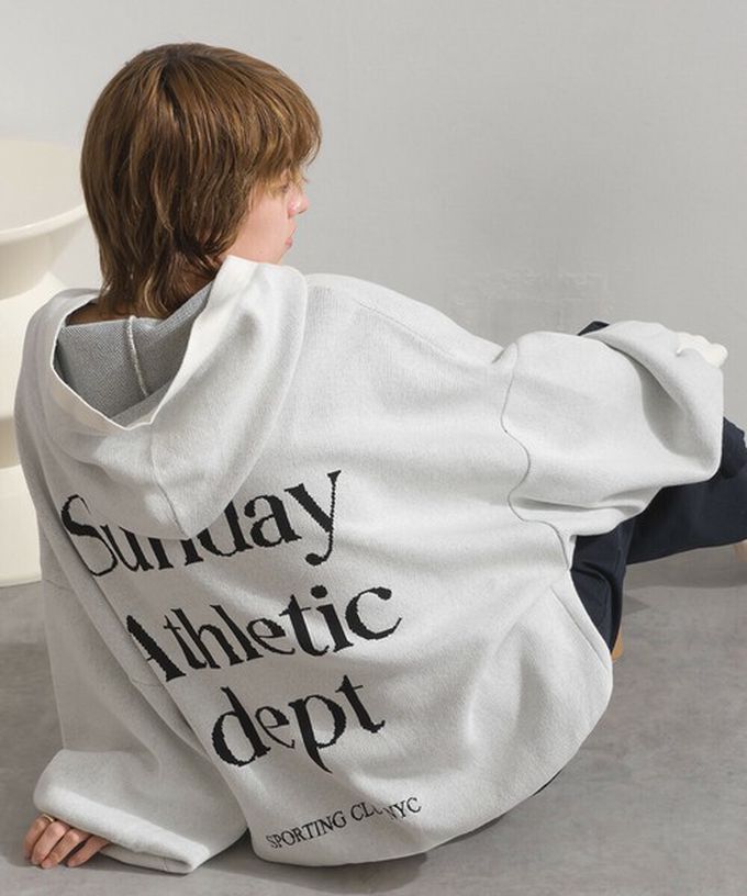 日本 Lupilien - Sunday休閒寬大版型針織帽T-海軍藍