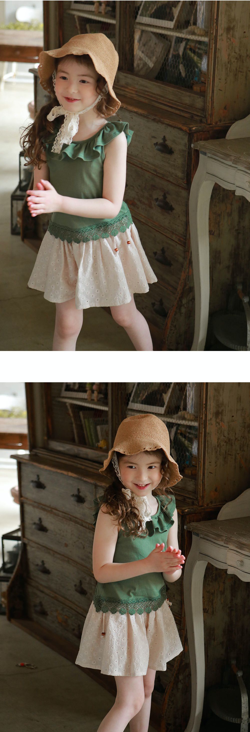 韓國 PuellaFLO - 刺繡後空花朵寬褲裙-杏