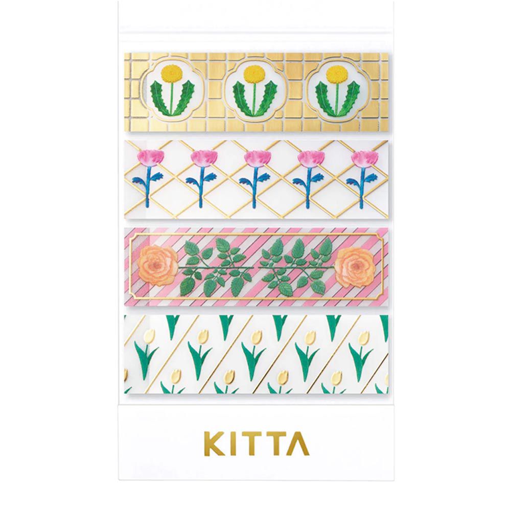 日本HITOTOKI - 美型和紙膠帶-長條-金箔花朵