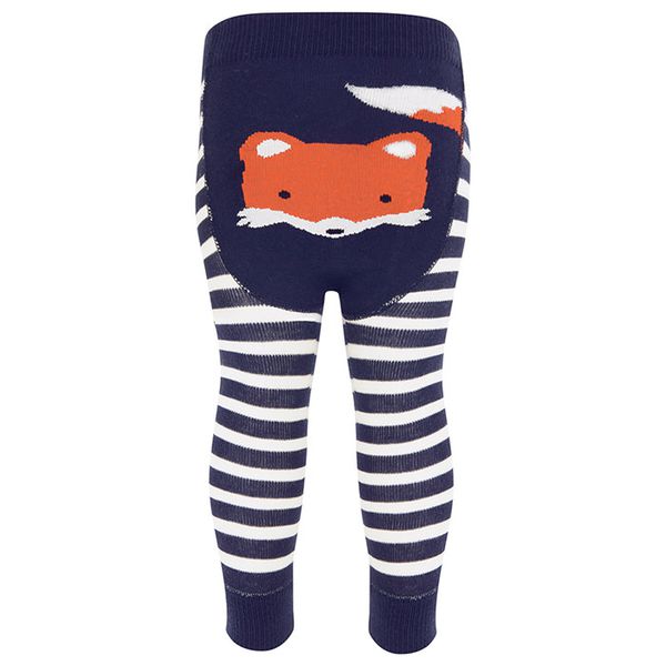 英國 JoJo Maman BeBe - 圖案嬰幼兒內搭褲/保暖襪-海軍藍狐狸