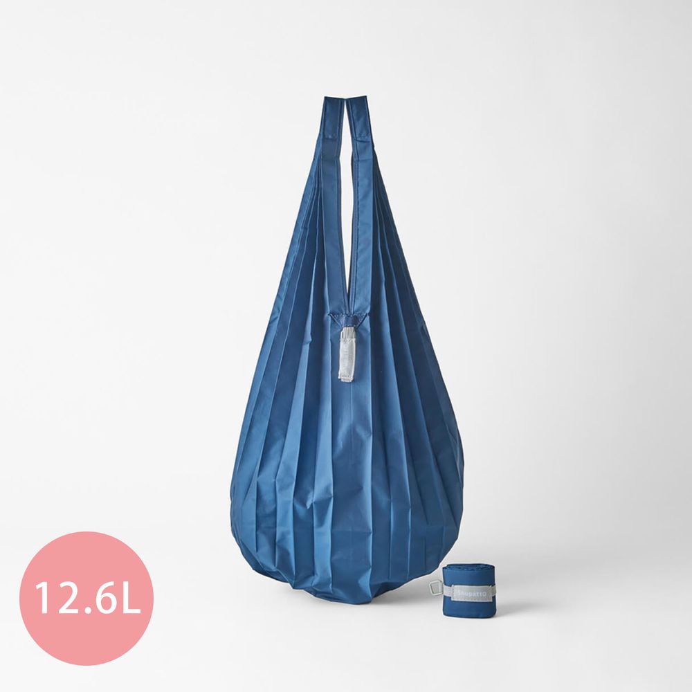 日本 MARNA - Shupatto 秒收摺疊購物袋-Drop水滴輕薄款-湛海藍 (S(25x50cm))-耐重 5kg / 12.6L