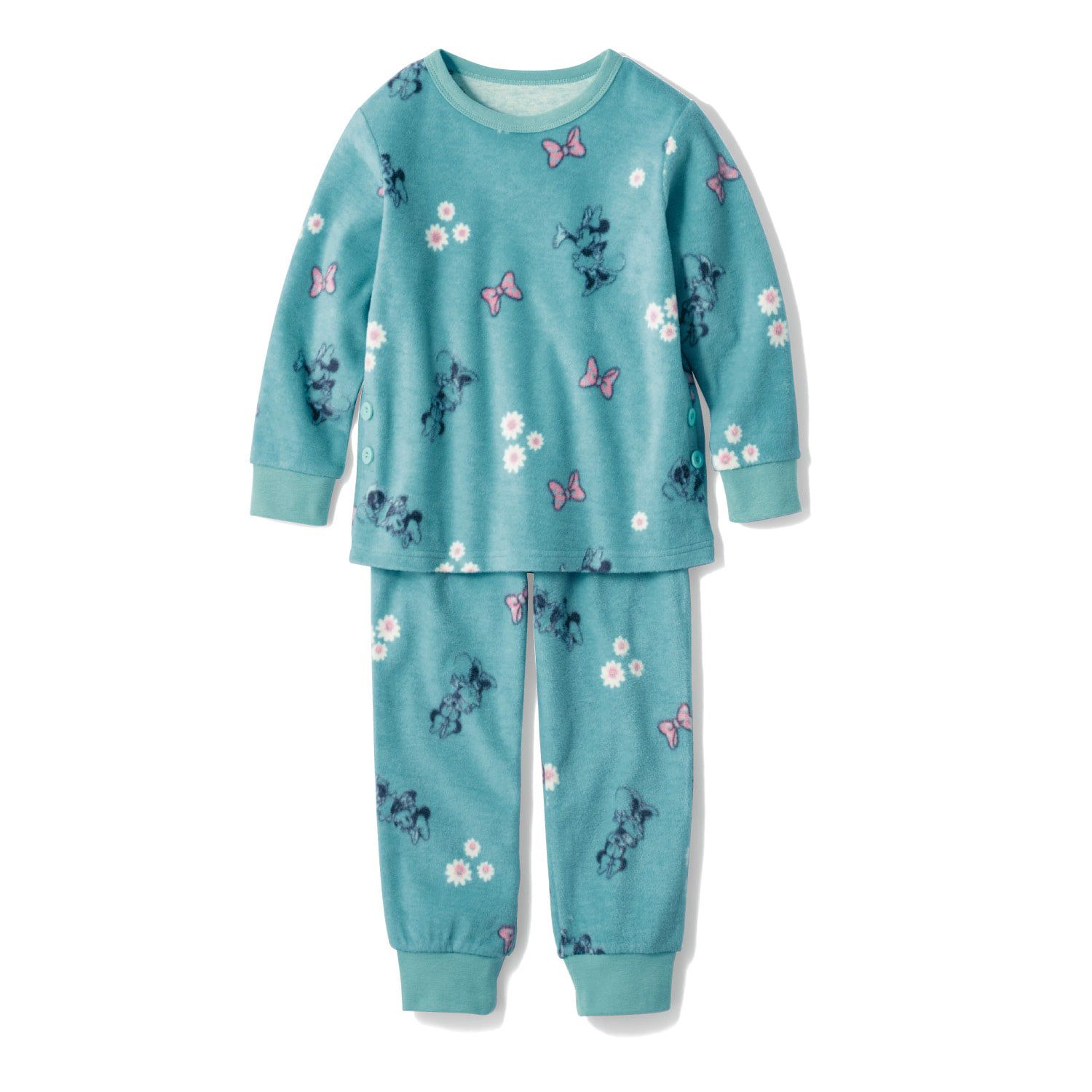 日本千趣會 - 迪士尼 角色印花抓絨家居服/睡衣-米妮-薄荷