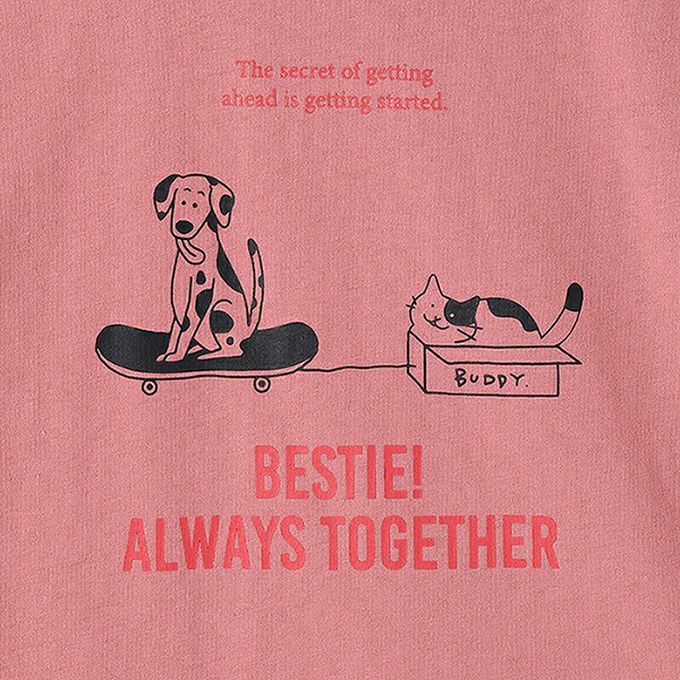 日本 petit main - 100%棉 幽默印花短袖上衣-拍照比YA-亮黃