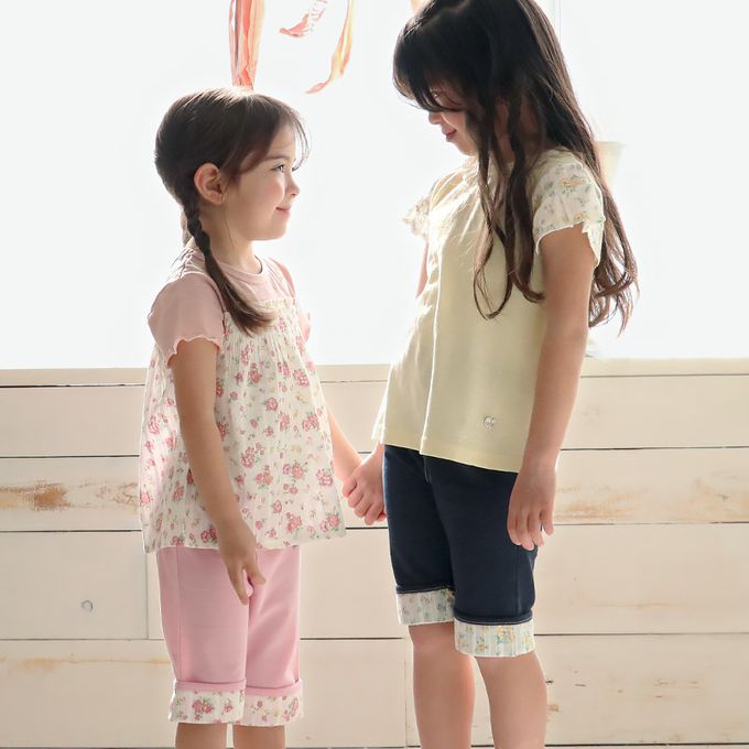 日本 ZOOLAND - 浪漫歐風緹花短袖上衣-領口蕾絲-粉紅