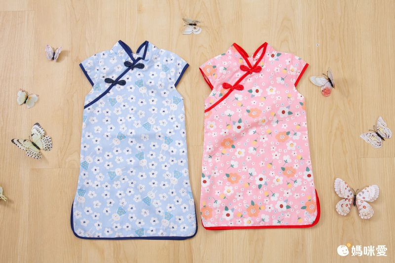 純棉涼爽旗袍洋裝-眨眼笑笑龍-米白色