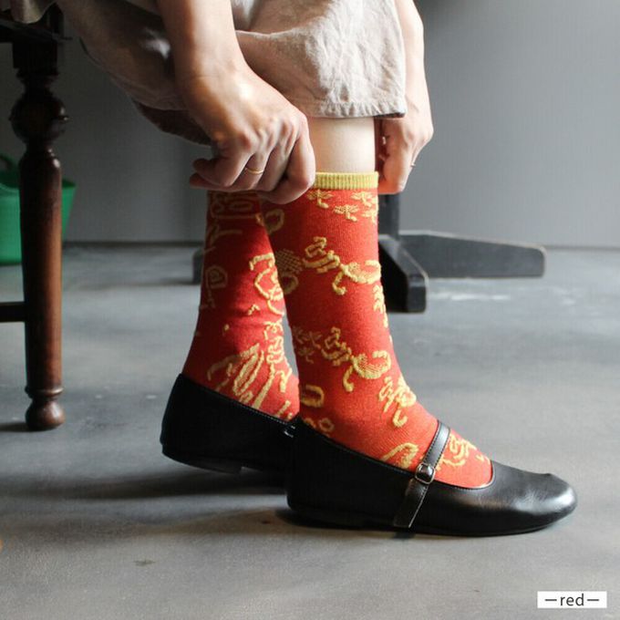 日本女裝代購 - 日本製 伊索寓言印花長襪-螞蟻與蟋蟀-淺灰綠 (23-25cm)