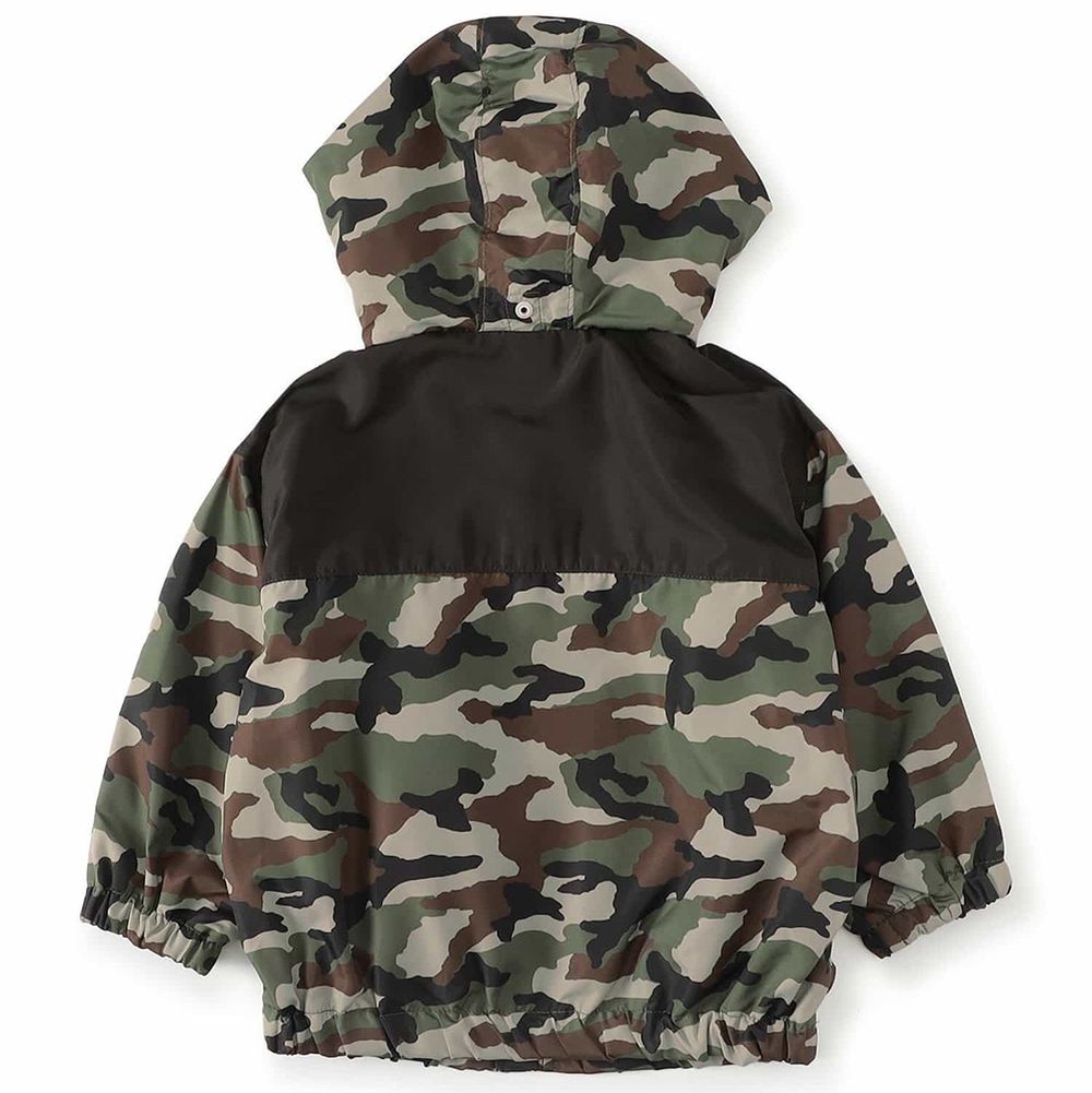 防潑水 輕盈經典連帽風衣外套-迷彩