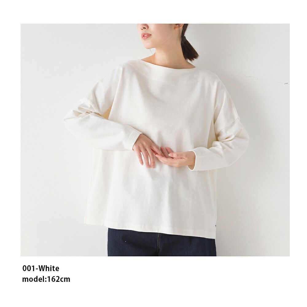 日本 OMNES - 高密度純棉顯瘦船領長袖上衣-咖啡