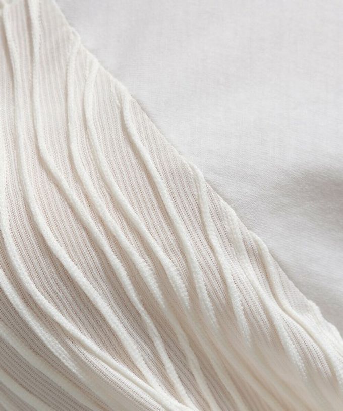 日本 le colis - 優雅立體感波浪五分袖上衣-淺軍綠