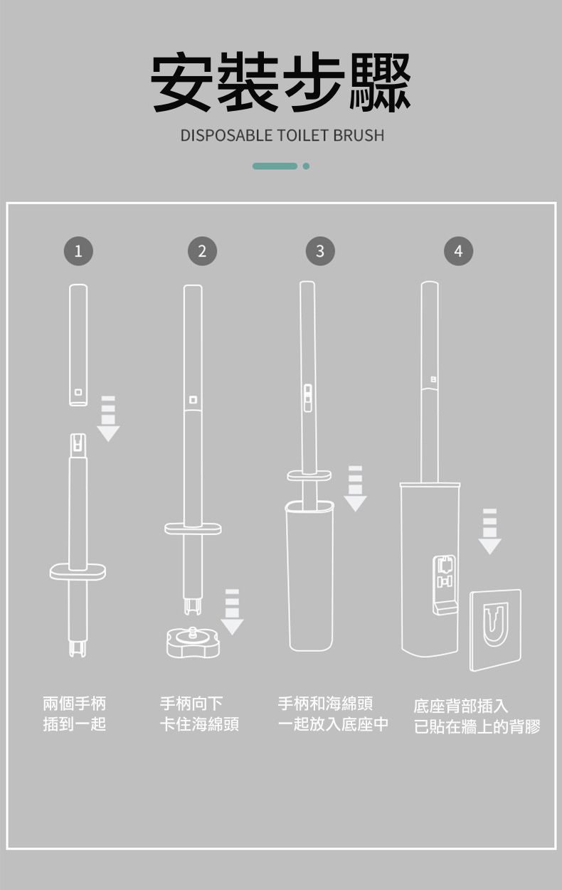 一次性可替換式馬桶刷刷頭-7入組-藍色