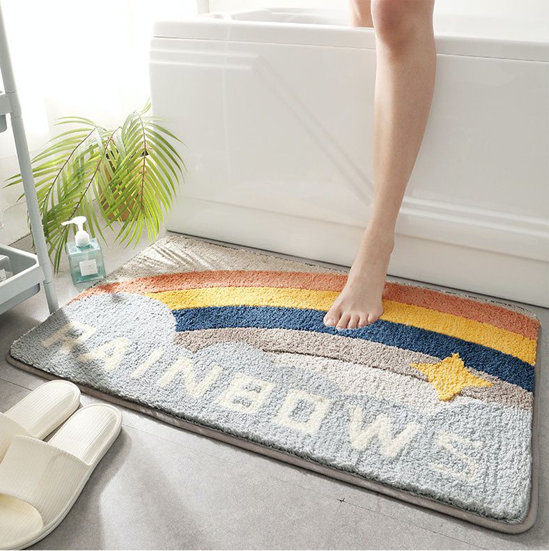 快速吸水植絨浴室腳踏墊-彩虹星空