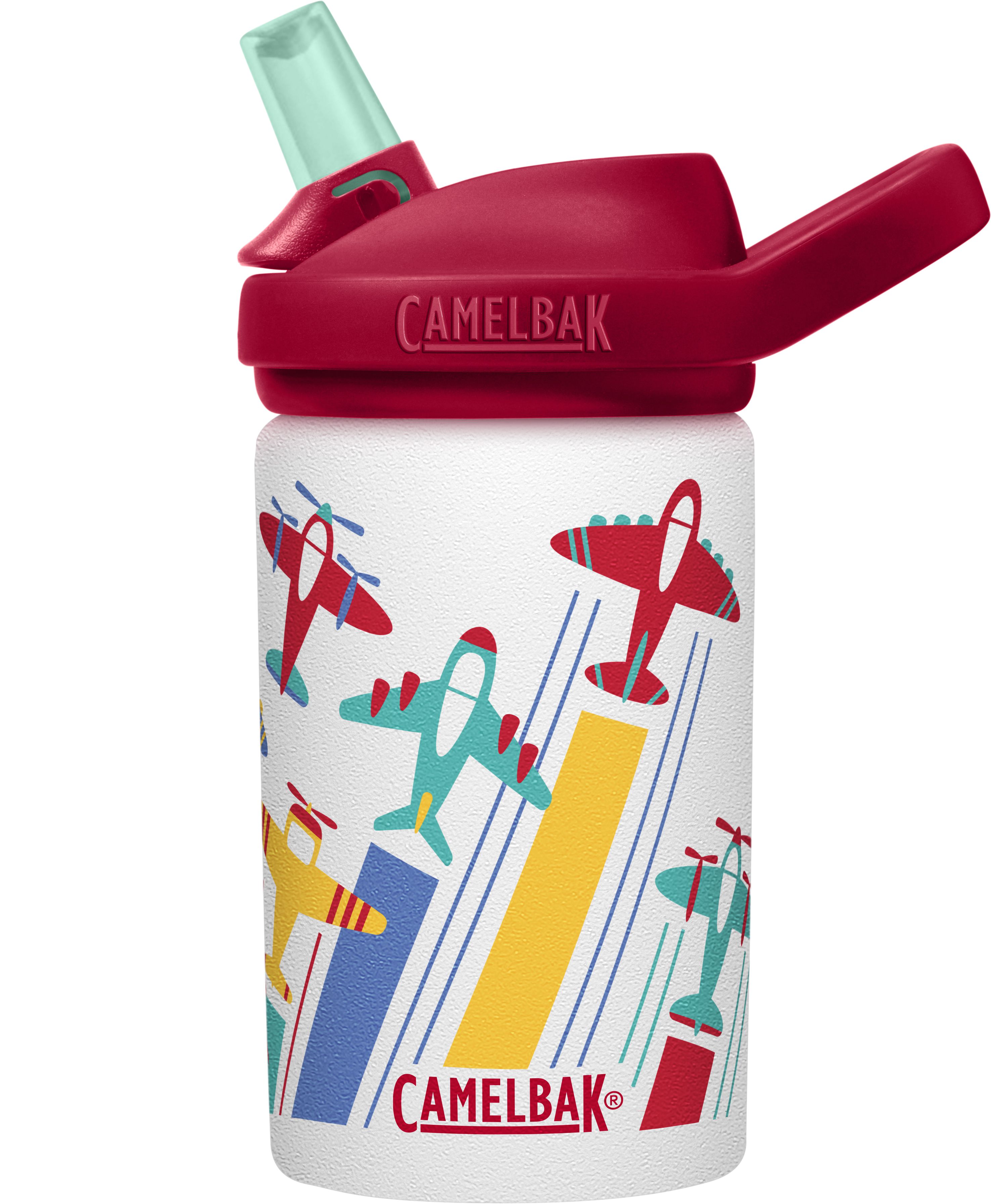 CamelBak - 【贈防塵蓋】EDDY+ 兒童吸管單層不鏽鋼水瓶-噴射飛機-400ml