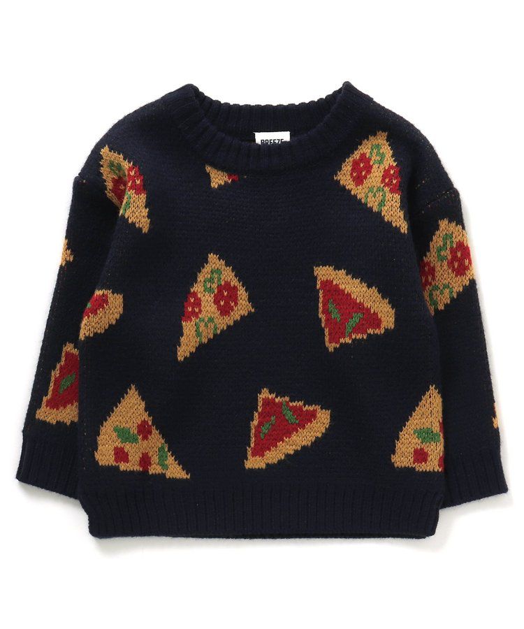 日本 BREEZE - 童趣印花柔軟針織毛衣-微笑-黑