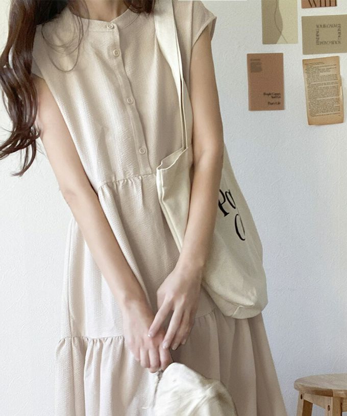 日本 Classical Elf - 襯衫式A字甜美法式袖洋裝-米杏