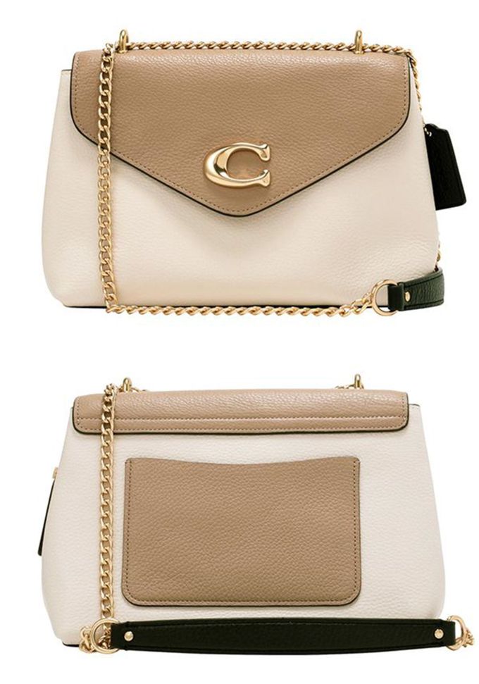 COACH - 拼接皮革斜背包-白奶茶撞色