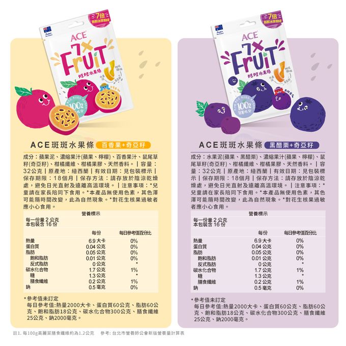 ACE - 斑斑水果條32gX2袋(百香果+奇亞籽)