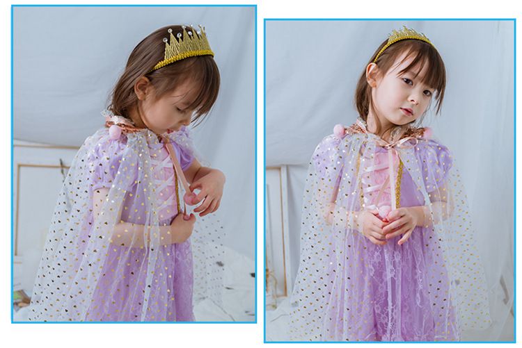 短袖造型公主裙-北歐藍黃色