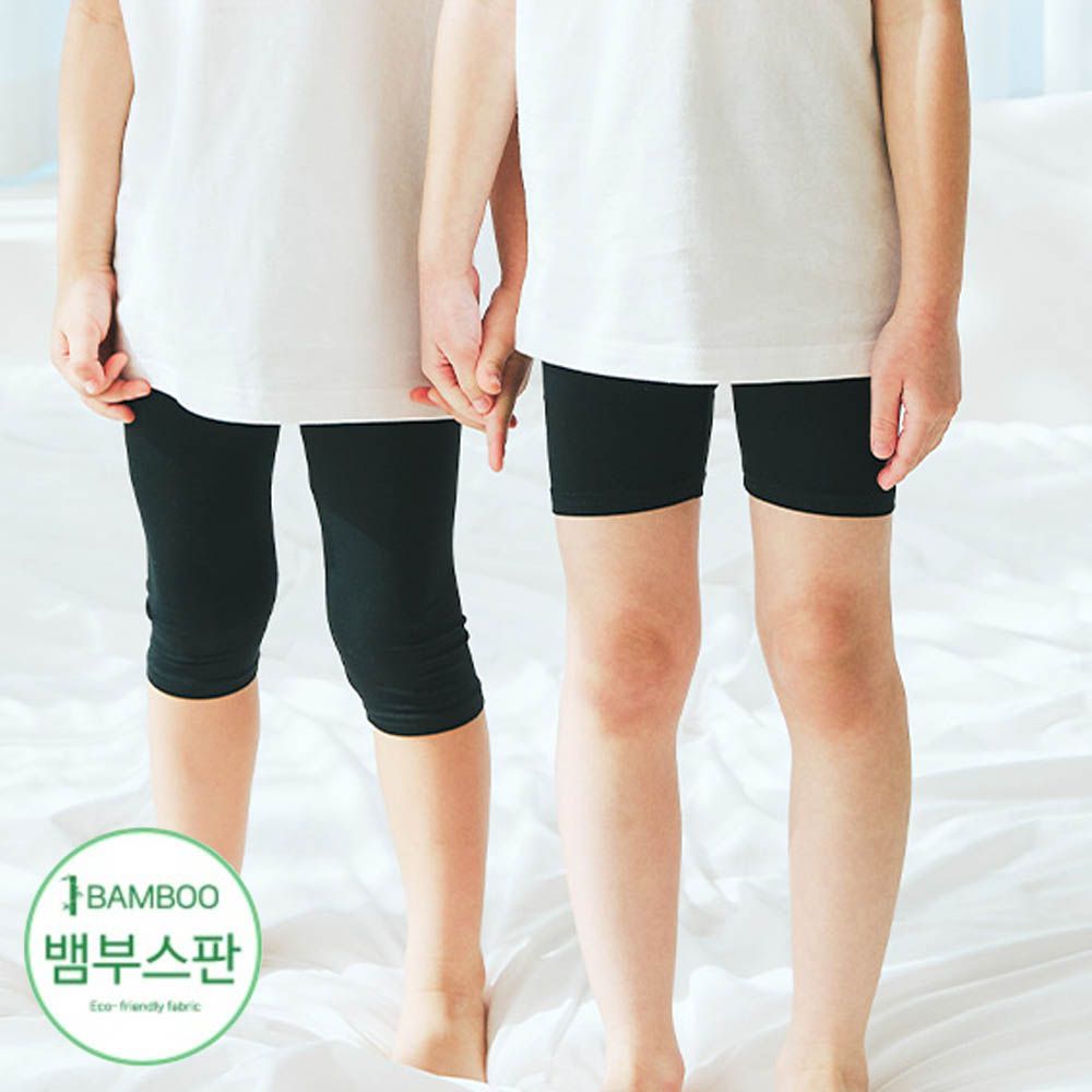 柔膚透氣竹纖維彈力五分褲-黑