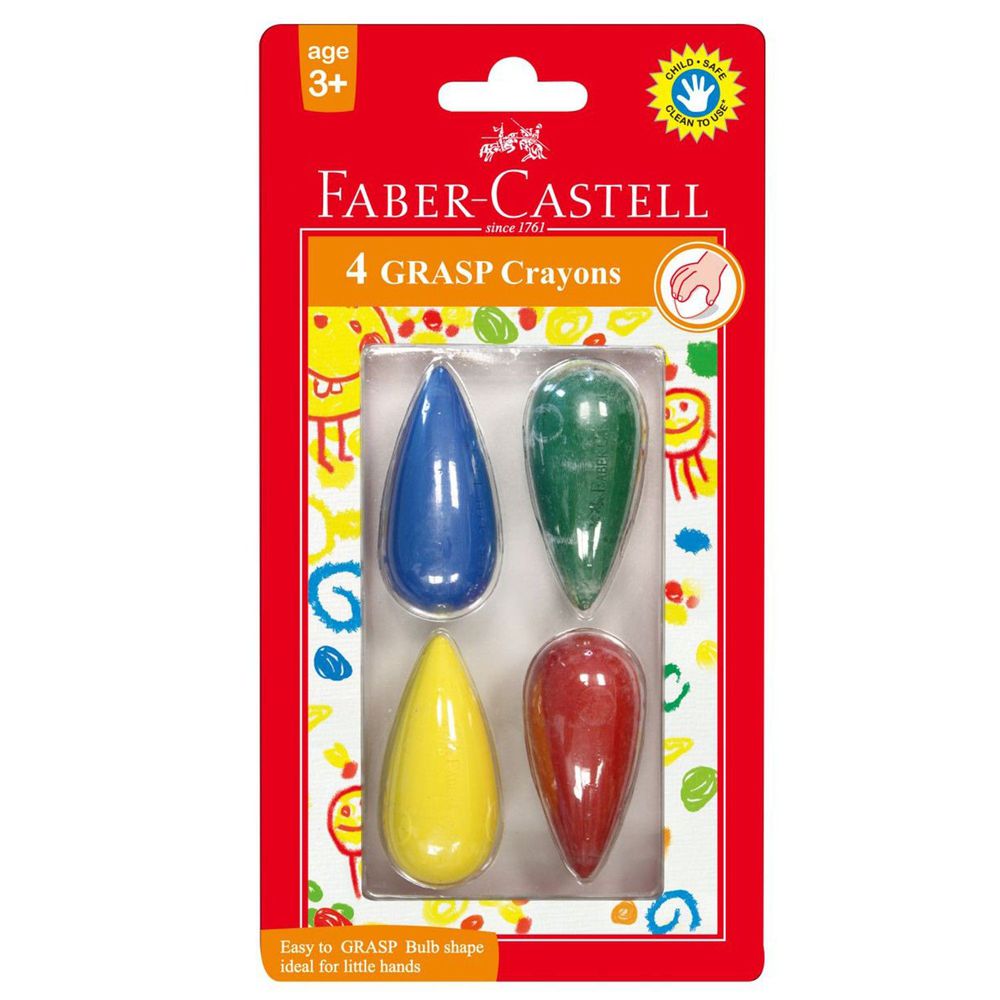 輝柏 FABER-CASTELL - 水滴可擦拭學齡蠟筆-4色