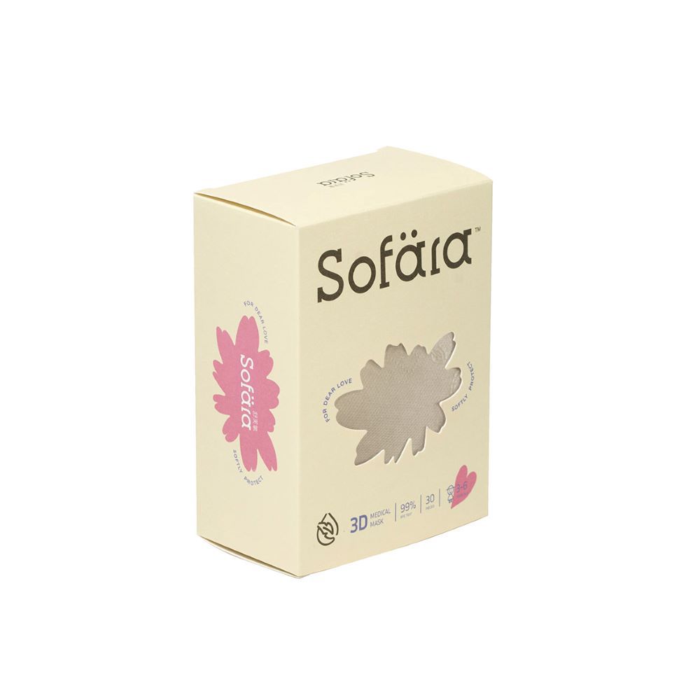 舒芙氧Sofära - (兩盒組)幼童3D空氣口罩-裸膚金款-3-6歲適用 (10.5X14.5cm)-30入/盒