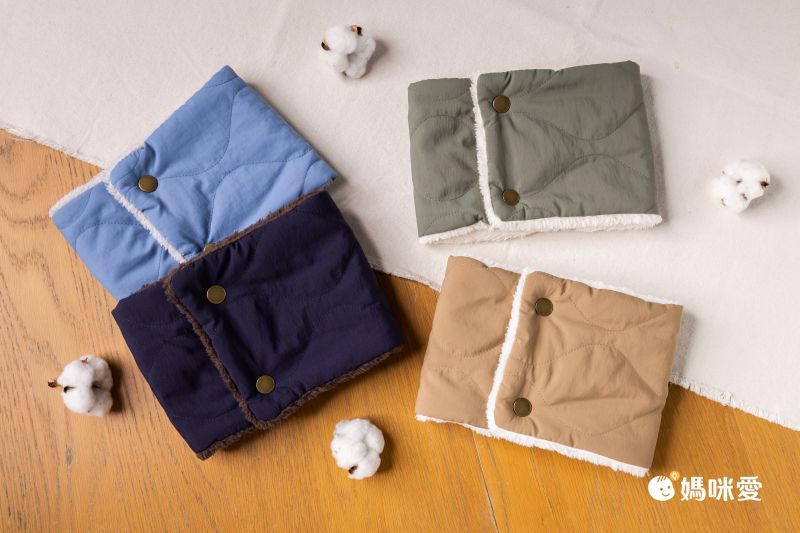 日本 AUBE - 撥水加工 防風毛絨保暖圍脖(兒童)-海軍藍