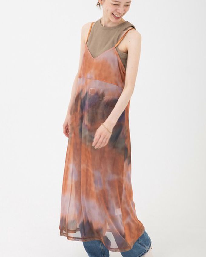 日本 gleam - 穿搭有型 暈染透膚細肩帶洋裝-水藍系