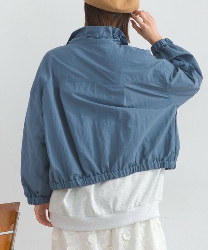 日本 Lupilien - 輕盈俏麗特色領尼龍短版薄外套-軍綠