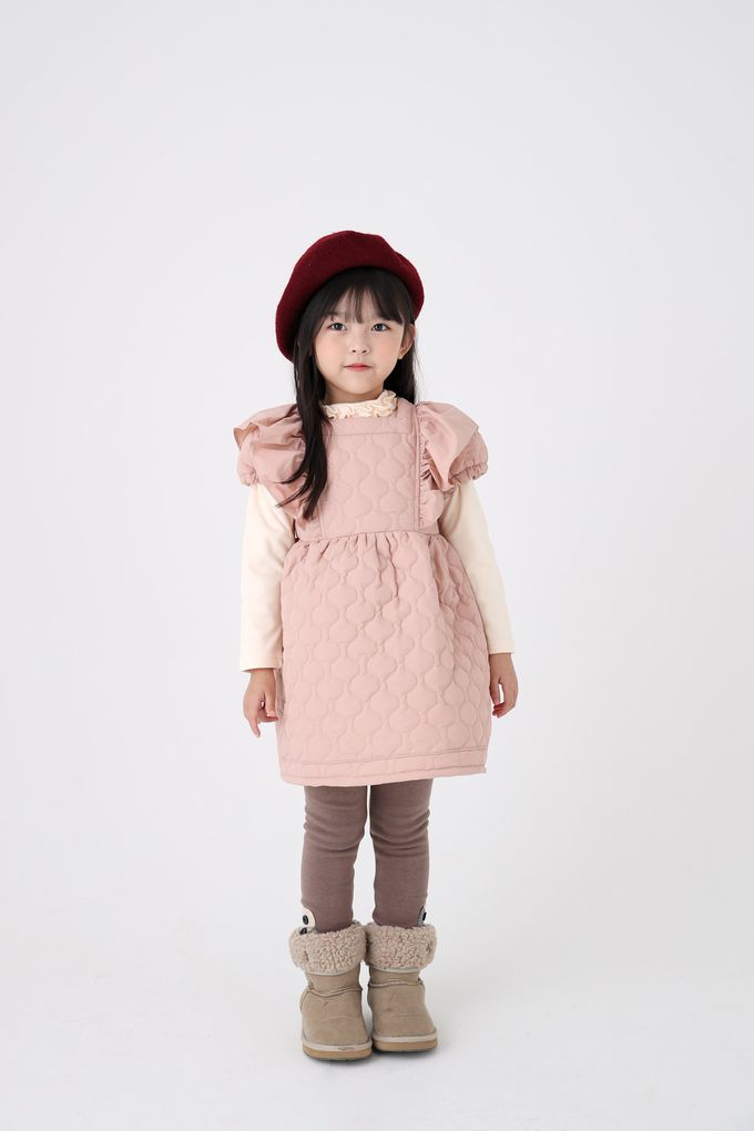 韓國 Coco Bang - 絎縫背心公主袖洋裝-粉