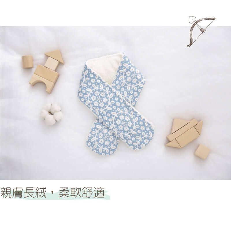貝柔 Peilou - 貝寶兒童加絨暖毛圍巾_藍碎花