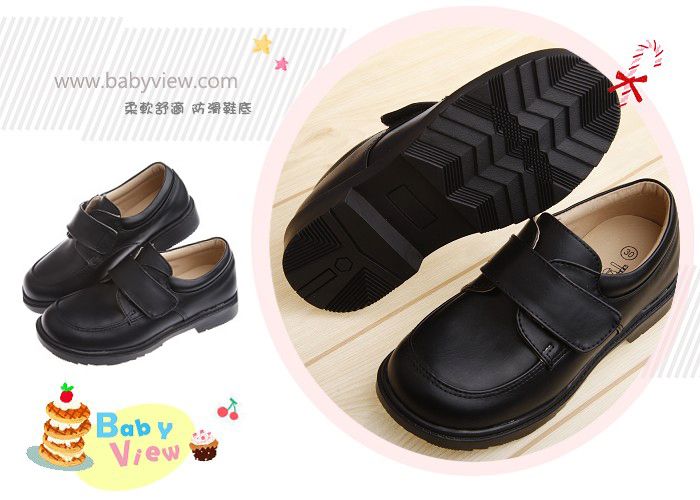 時尚經典款純黑色男童紳士皮鞋