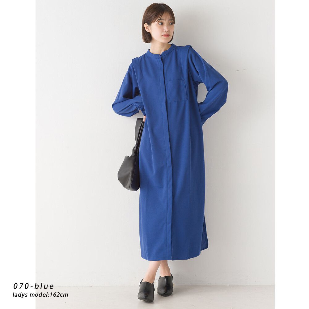 日本 OMNES - 法式簡約絲滑長版襯衫洋裝-米杏