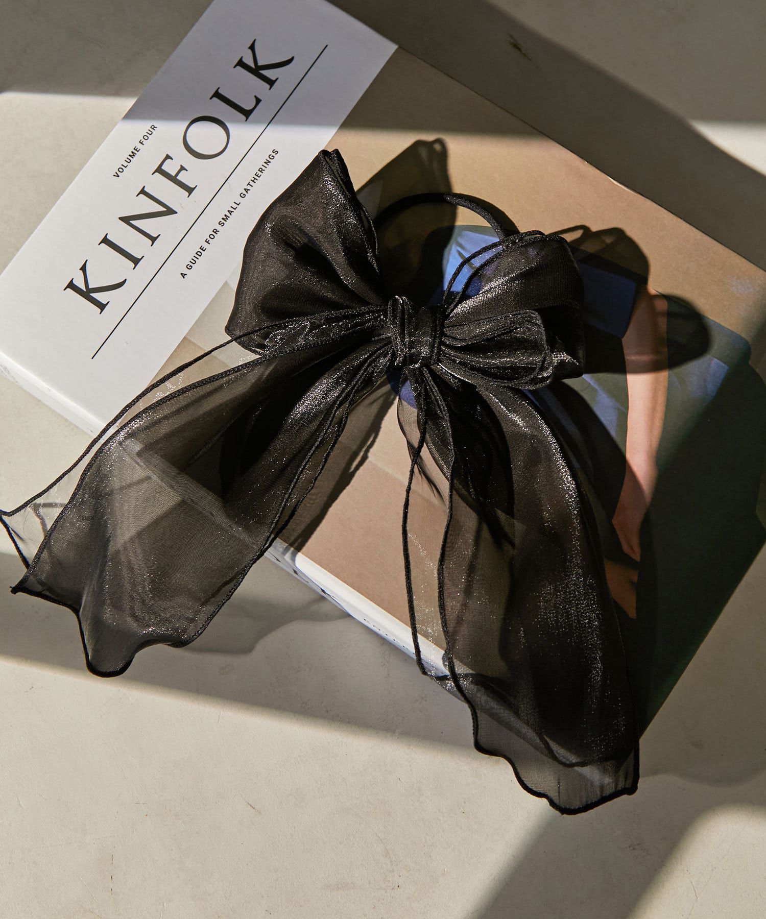 日本 Lattice - 仙女絲帶大蝴蝶結髮圈-象牙