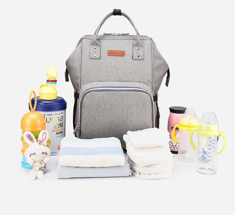 多功能防水後背包/媽媽包-迷彩款-灰色 (40x33x20cm)