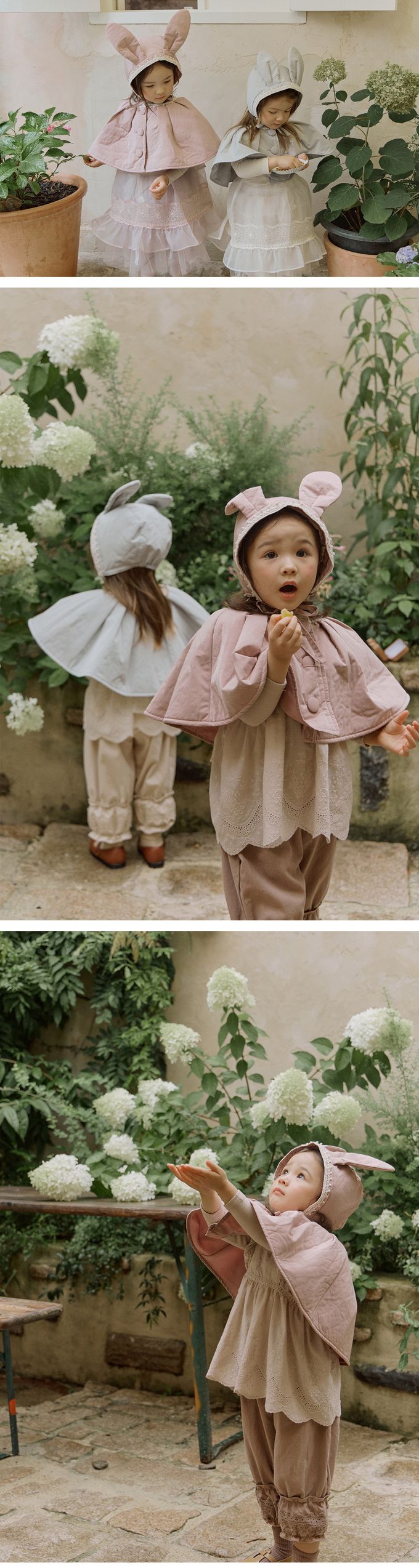 韓國 Puellaflo - 淘氣大鈕扣裝飾斗篷-灰藍綠