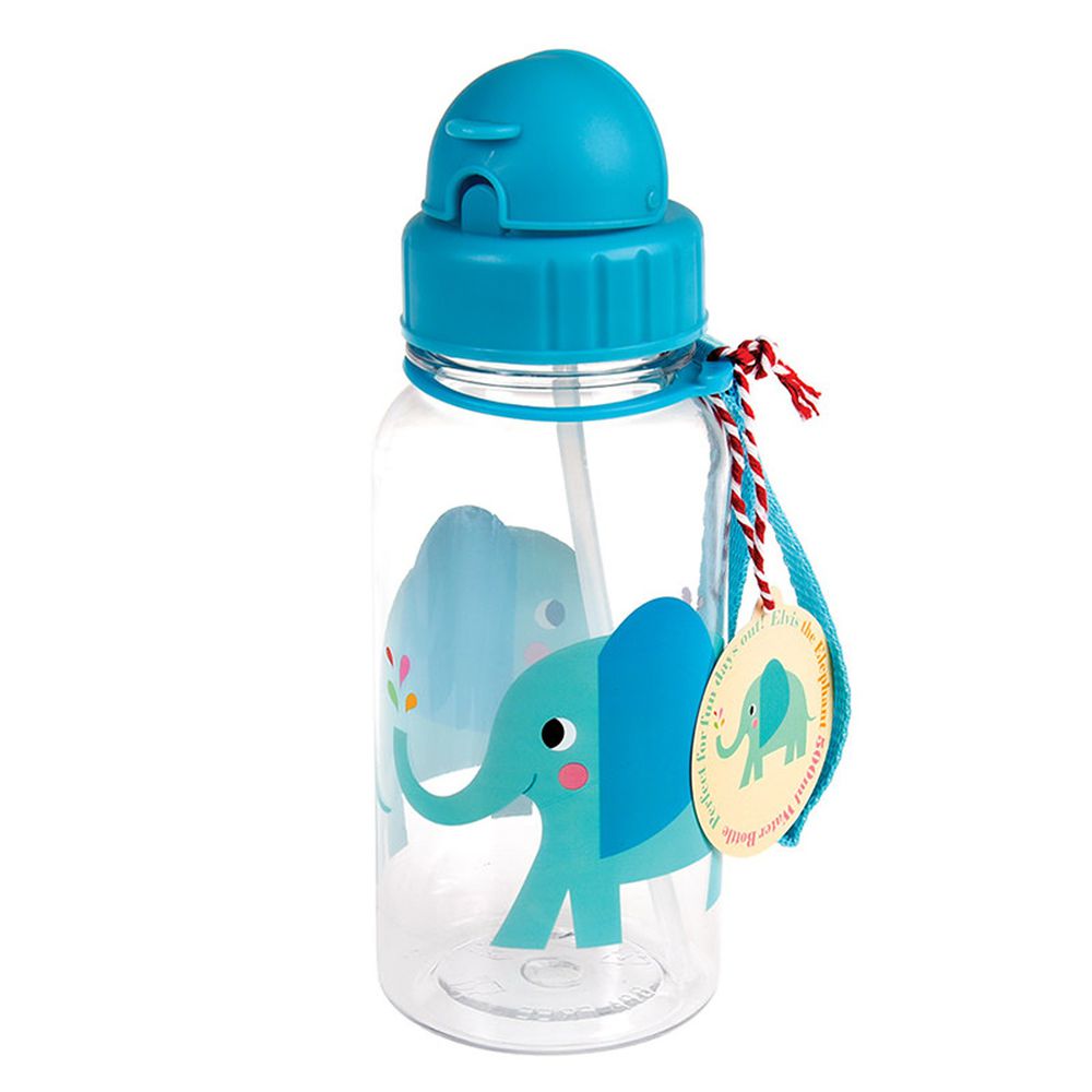 英國 Rex London - 兒童吸管水瓶-藍色大象(500ML)