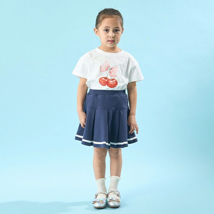 日本 Lycee mine - 水手風百摺短裙-(內襯安全褲)-淺灰